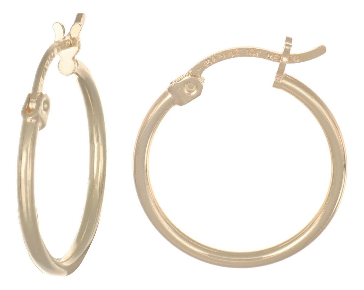 Arete Arracada De Oro 10k Lisa 12 Mm