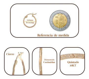 Foto 4 | Arete de Oro 10k Con Diamantado Cordon Blue 12 mm