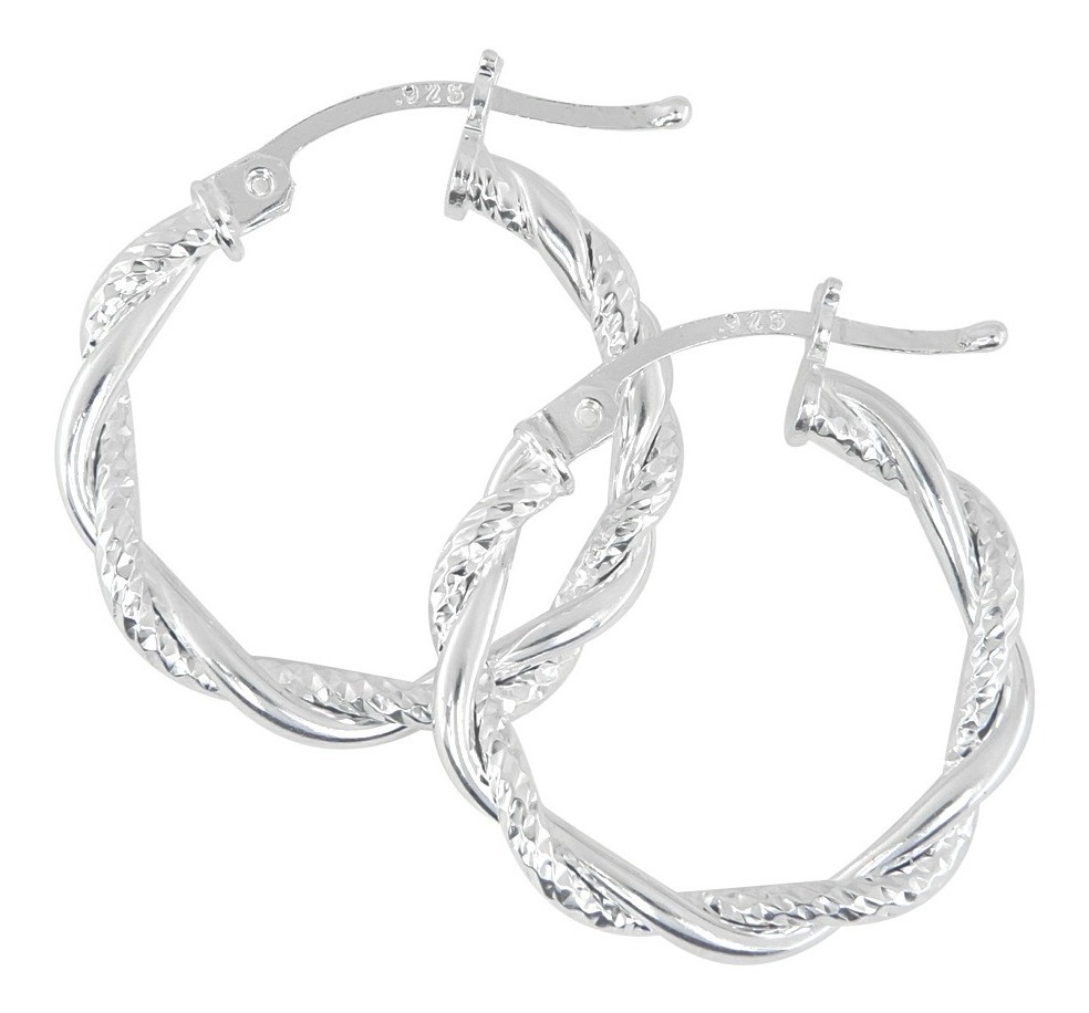 Arete Arracada Diamantada De Plata Ley 925 Para Mujer