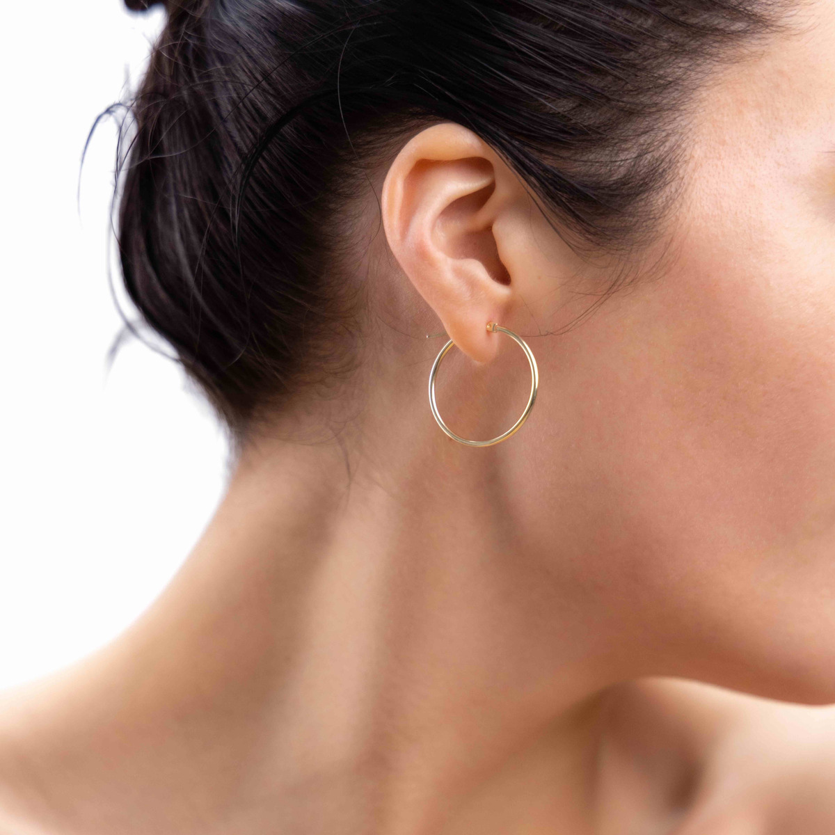 Foto 3 pulgar | Arete Arracada Para Mujer De Oro Puro De 14k Medida 25mm