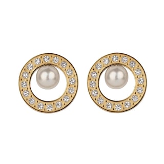 Foto 3 | Aretes De Oro 14k Para Mujer Con Perlas Y Zirconia Cúbica, Base De Acero Inoxidable Con Baño Oro 14k Luckyly, Modelo E
