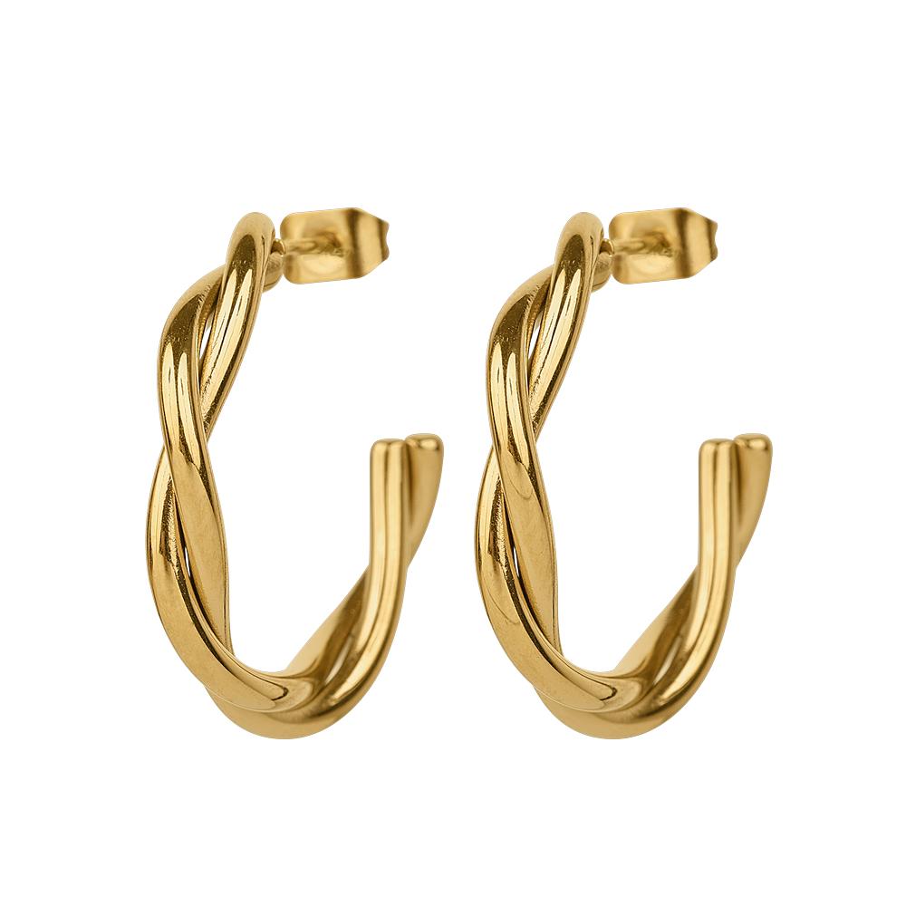 Aretes Mujer Oro 14k O Plata Tipo Arracadas Luckyly, Acero Inoxidable Baño Oro 14k O Color Plata, Modelo Cami Oro