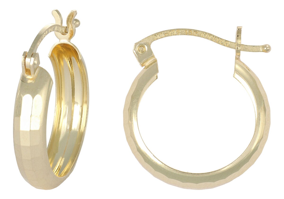 Arracada Bangle de Oro 10k Diamantado Domino 15mm $3,599