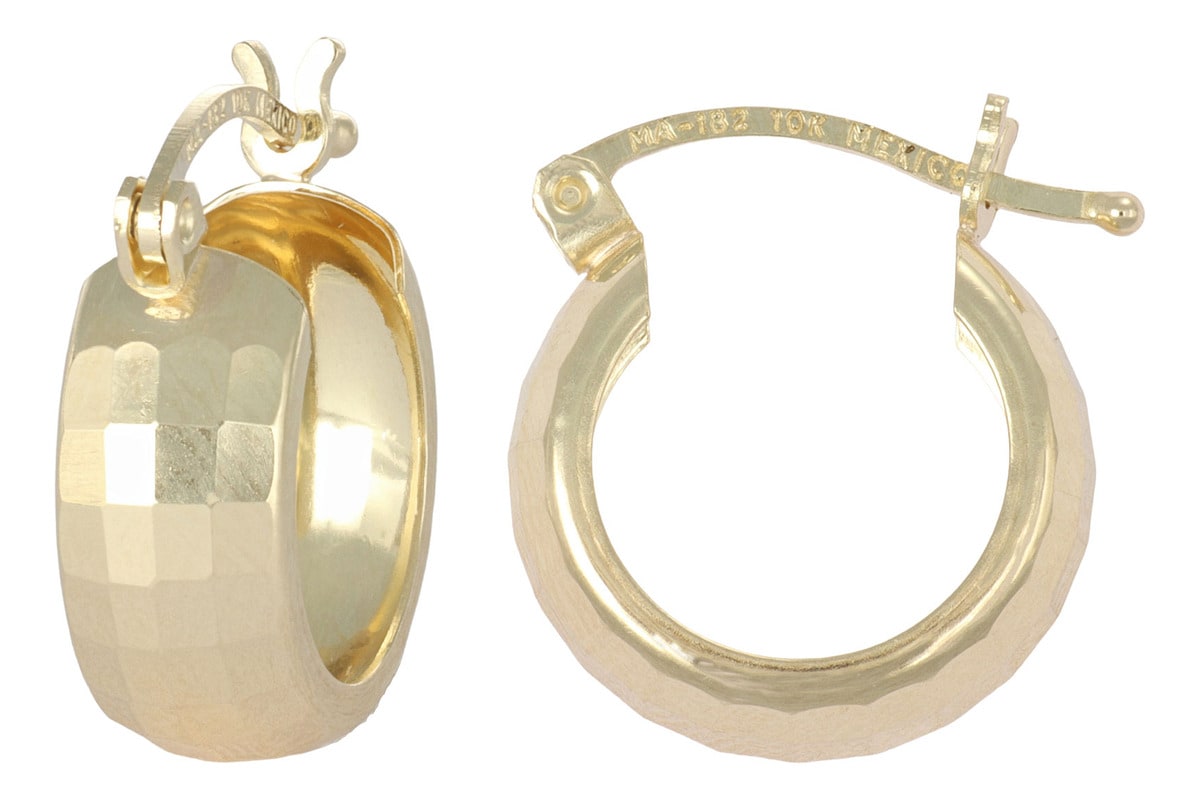Arracada Bangle de Oro 10k Diamantado Domino 12 x 6mm $3,999