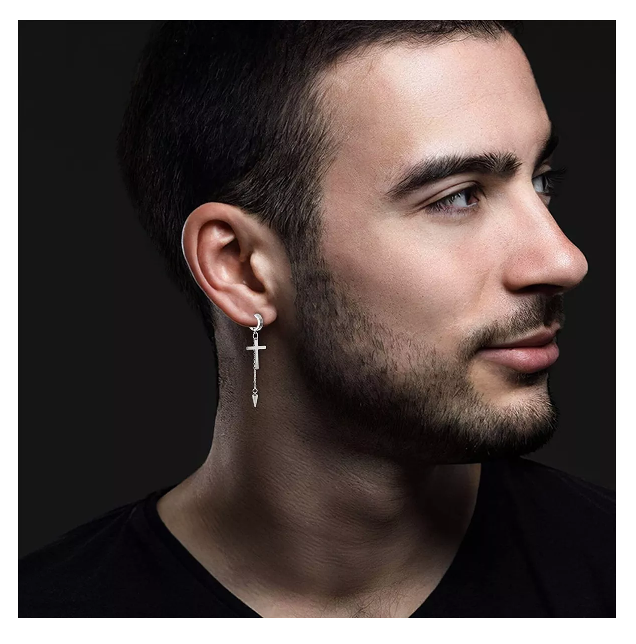 Foto 5 pulgar | Aretes Con Piercing Pendientes Hombre+bolsa De Tela 15 Pares Negro