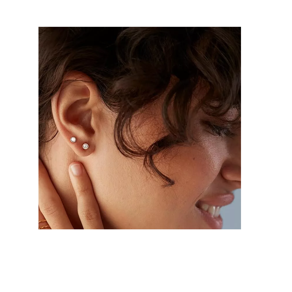 Foto 4 pulgar | Piercing Arete Para Oreja Cartílago Mujer Acero Inoxidable 12 Pares Plata