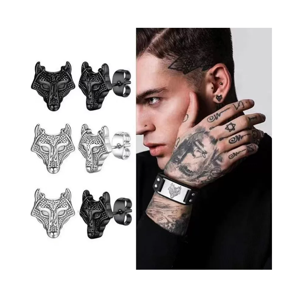 Foto 5 pulgar | Aretes Con Piercing Pendientes Runas Hombre 6 Pares Negro