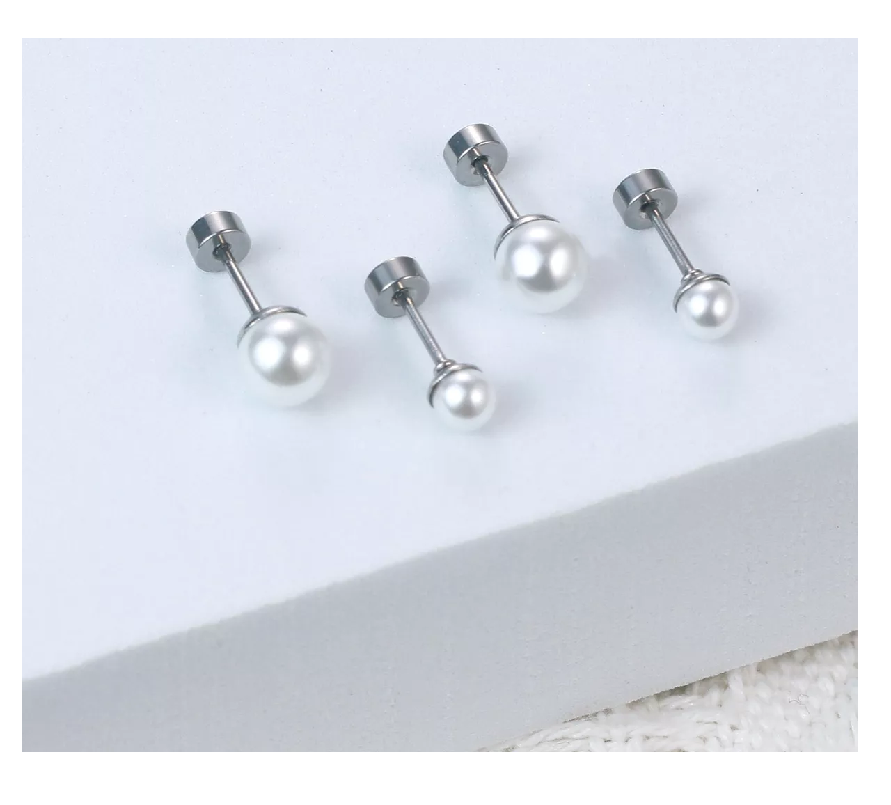 Foto 5 | Aretes Para Mujer Plata Broquel Acero Inoxidable 7 Pares Plata