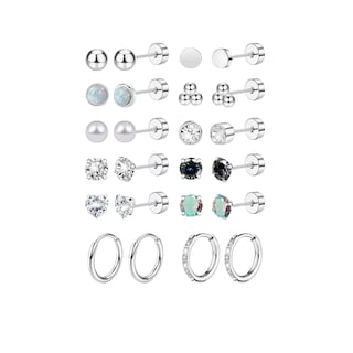 Foto 1 | Piercing Arete Para Oreja Cartílago Mujer Acero Inoxidable 12 Pares Plata