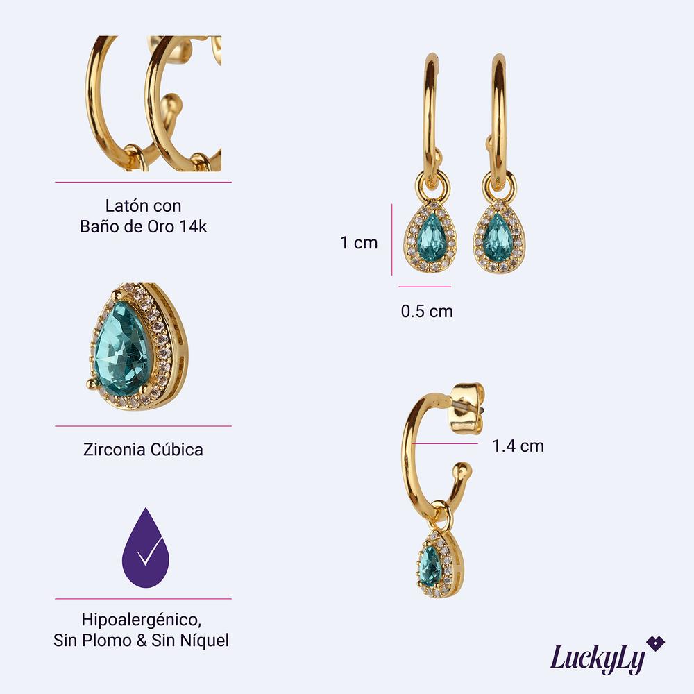 Foto 7 pulgar | Aretes Mujer Oro 14k Arracadas Zirconia Joyería Fina Luckyly Dory Verde