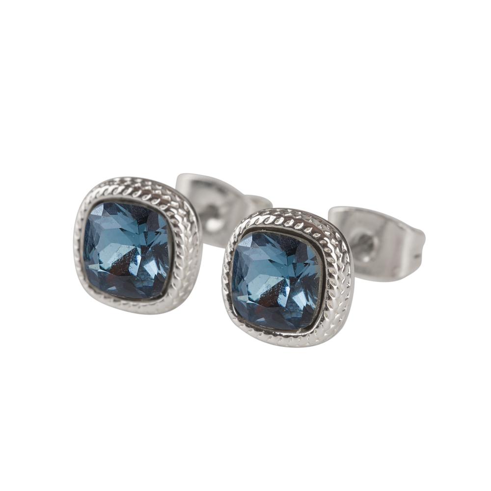 Aretes Mujer Oro 14k Plata Zirconia, Regalos Joyería Luckyly Cleo Azul