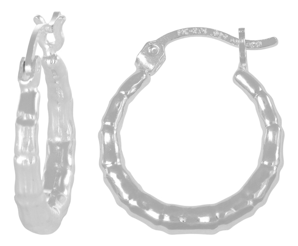 Arete Para Mujer Inflado De Plata Ley 925 Pulido De 15 Mm