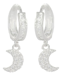 Foto 1 | Arete Huggie De Plata 925 Con Colgate De Luna Y Piedra