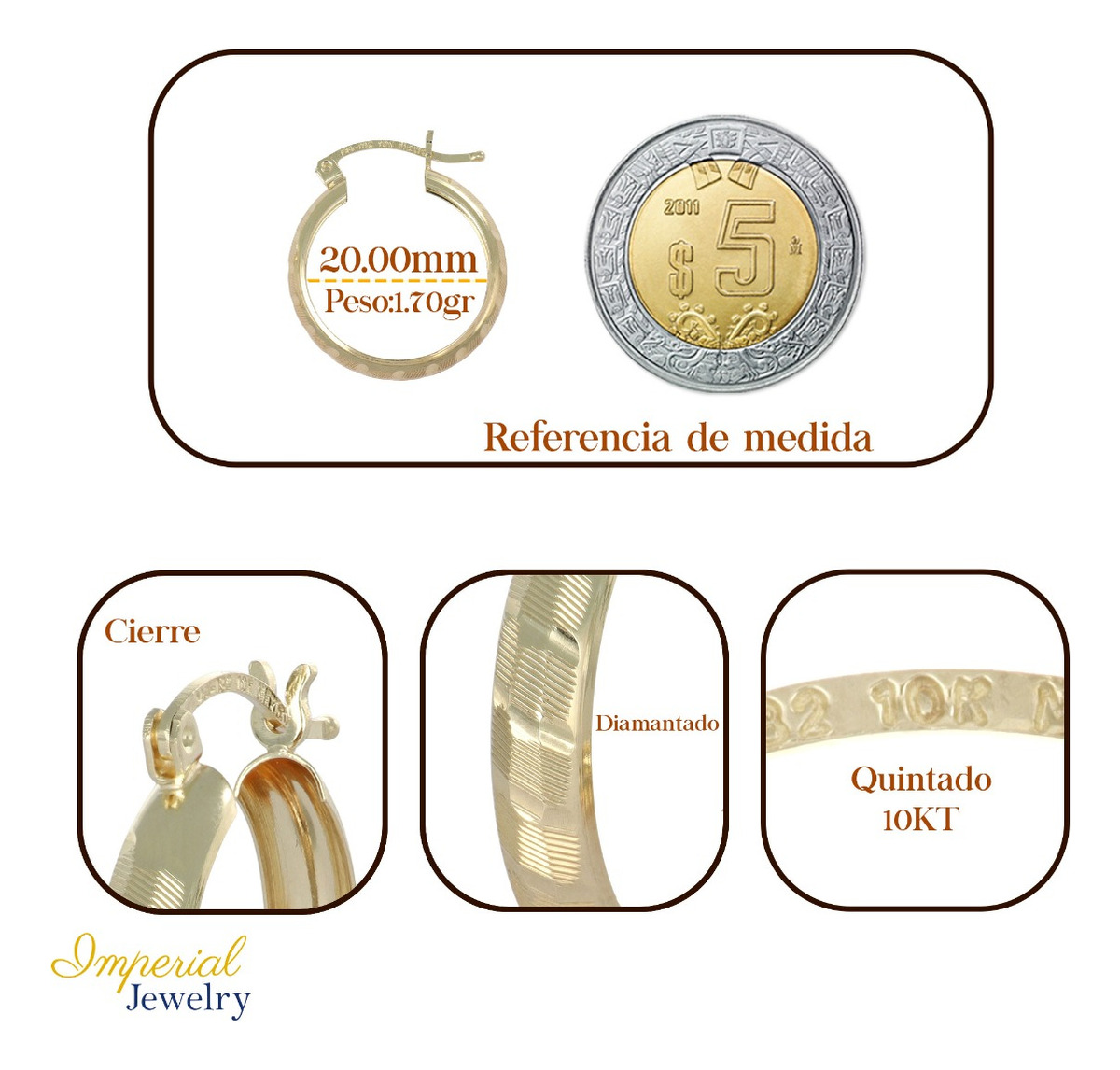 Foto 3 pulgar | Arracadas de Oro de 10k para Mujer