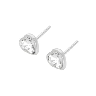 Foto 1 | Arete Para Mujer Con Cristal Fino Europeo En Forma De Corazón Mini – Bañado En Rodio