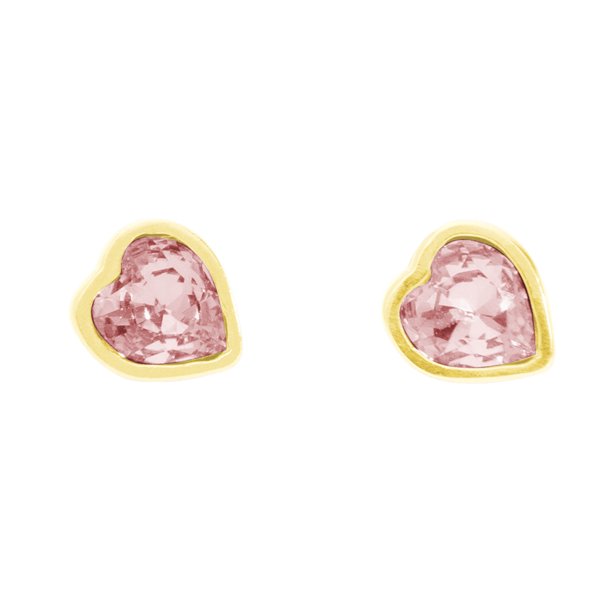 Foto 2 pulgar | Aretes con Cristal Swarovski en Forma de Corazón Mini – Bañado en Oro 14k