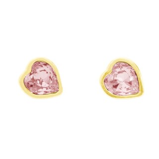 Foto 1 | Aretes con Cristal Swarovski en Forma de Corazón Mini – Bañado en Oro 14k