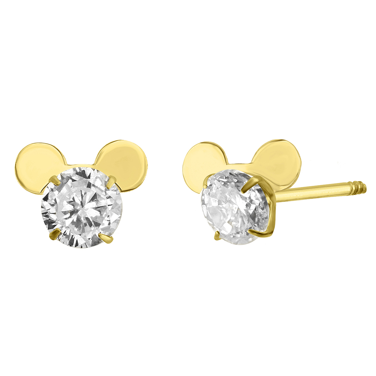 Broqueles de Oro 10k Mickey con Circonia