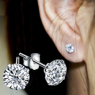 Foto 2 | Pendientes De Plata 925 Con Forma De Tuerca De Cristal Swarovski Austríaco - Venta Internacional.