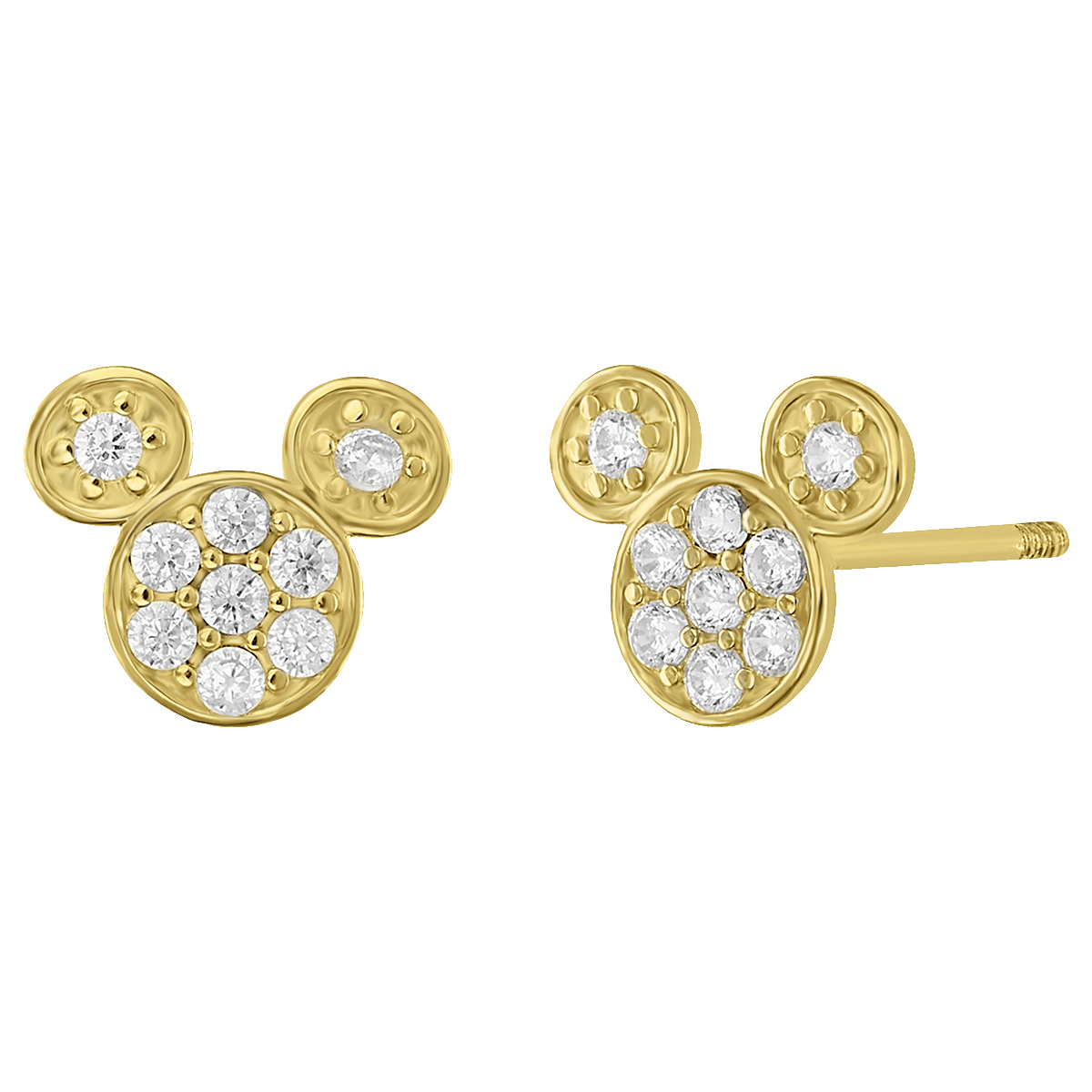 Foto 2 pulgar | Broquel Disney Oro 10 k Mickey Mini Pave