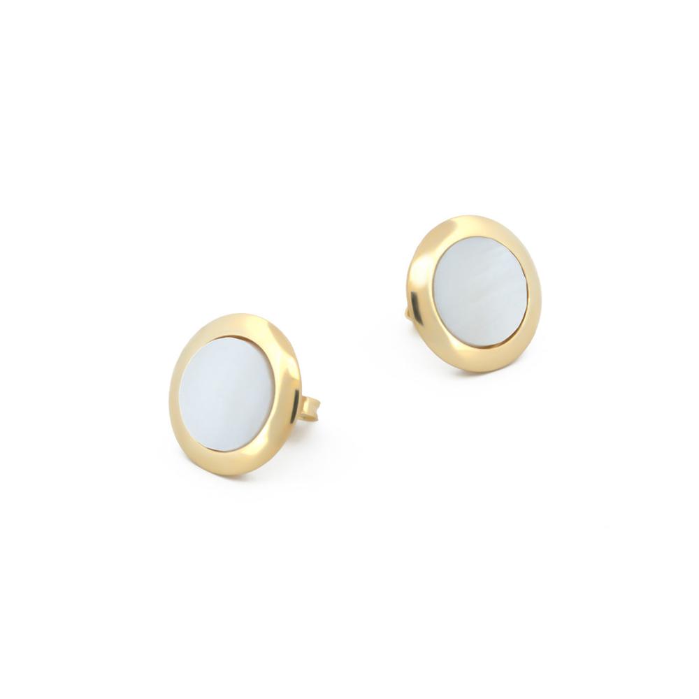 Aretes Abulón Redondos Oro Sólido 10k