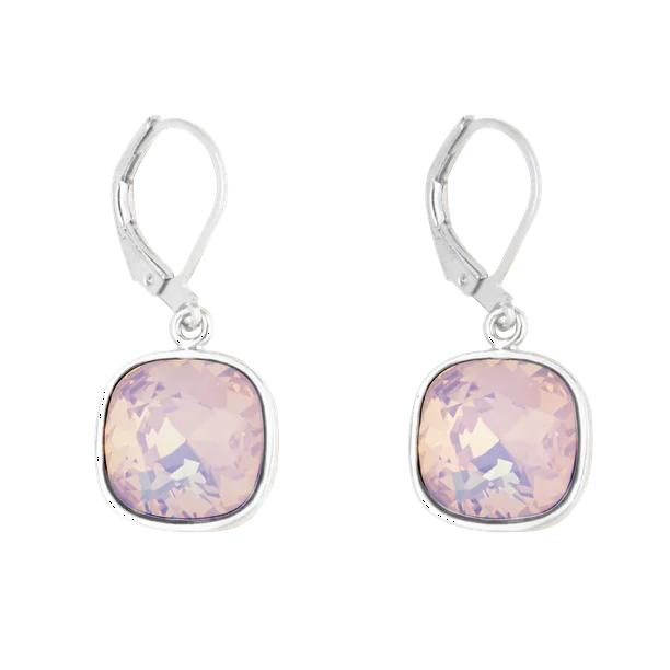 Foto 2 pulgar | Aretes Colgantes Cuadrados Baño De Rodio Y Cristal Swarovski - Brillo Y Sofisticación En Cada Movimiento