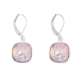 Foto 1 | Aretes Colgantes Cuadrados Baño De Rodio Y Cristal Swarovski - Brillo Y Sofisticación En Cada Movimiento