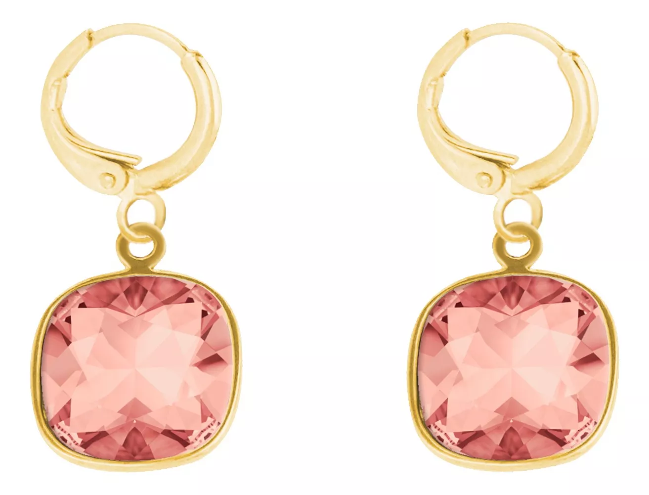 Foto 1 | Aretes Cuadrados Baño de Oro Swarovski