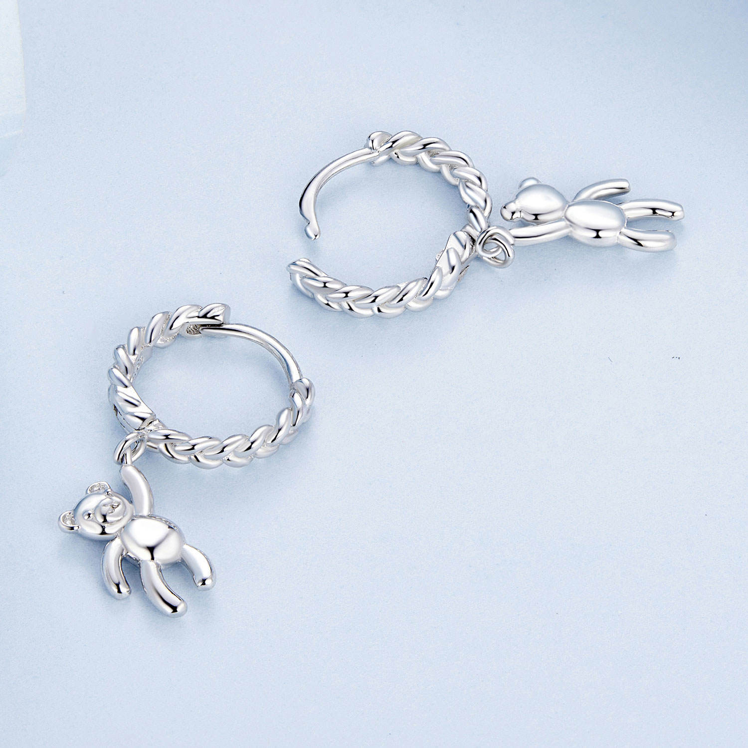 Foto 6 pulgar | Aretes Chulada, Oso De Peluche De Plata .925 Con Chapa De Platino