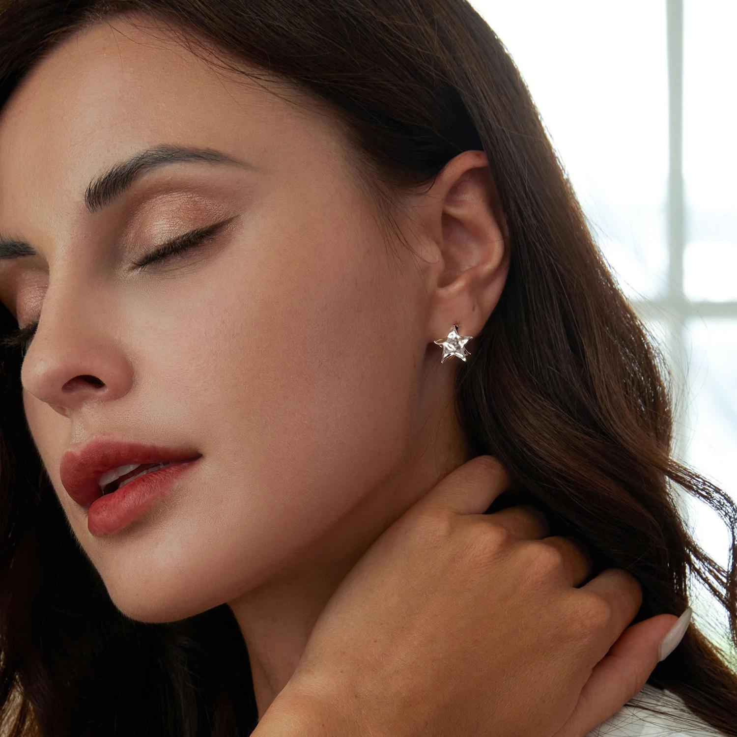 Foto 3 | Aretes Estrella De Plata .925 Con Chapa De Platino, Se Pueden Mojar