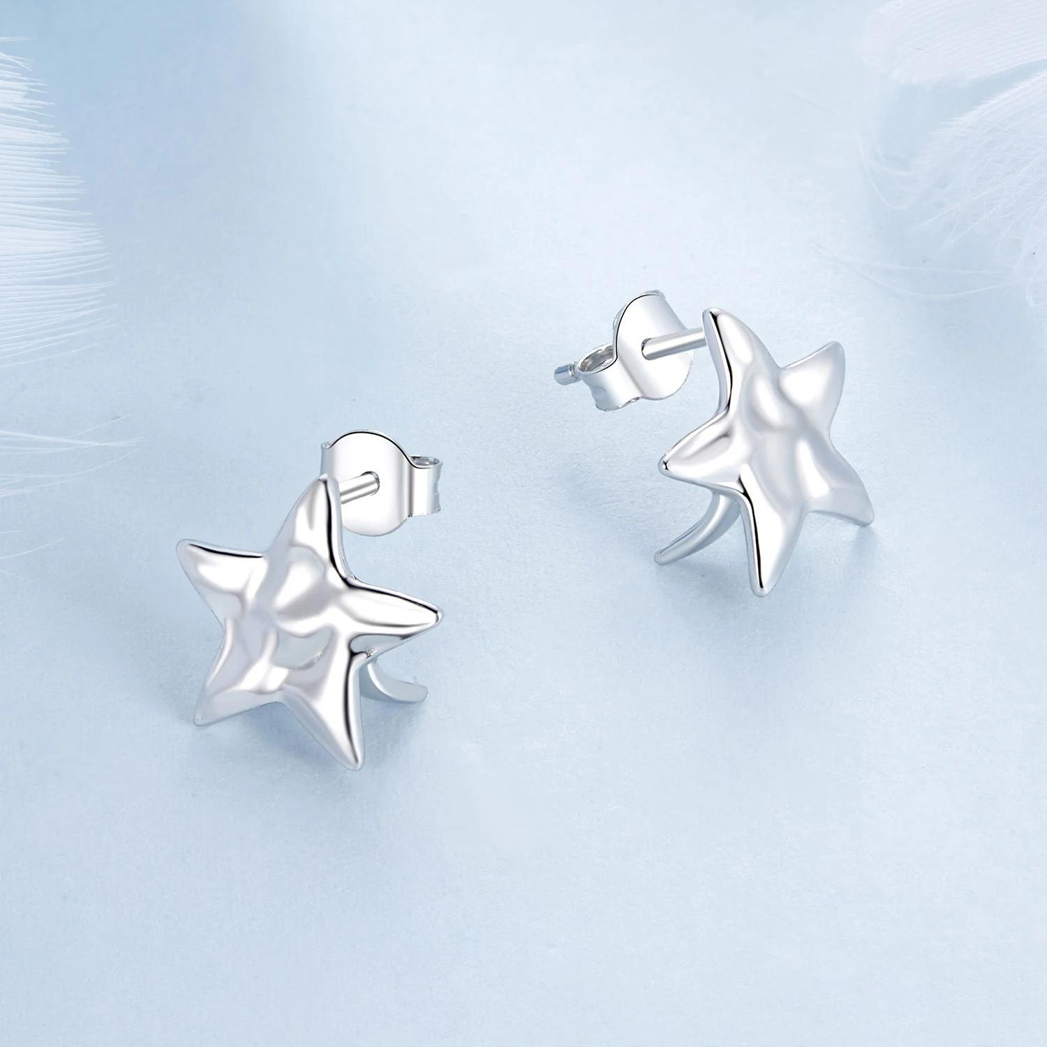 Foto 6 pulgar | Aretes Estrella De Plata .925 Con Chapa De Platino, Se Pueden Mojar