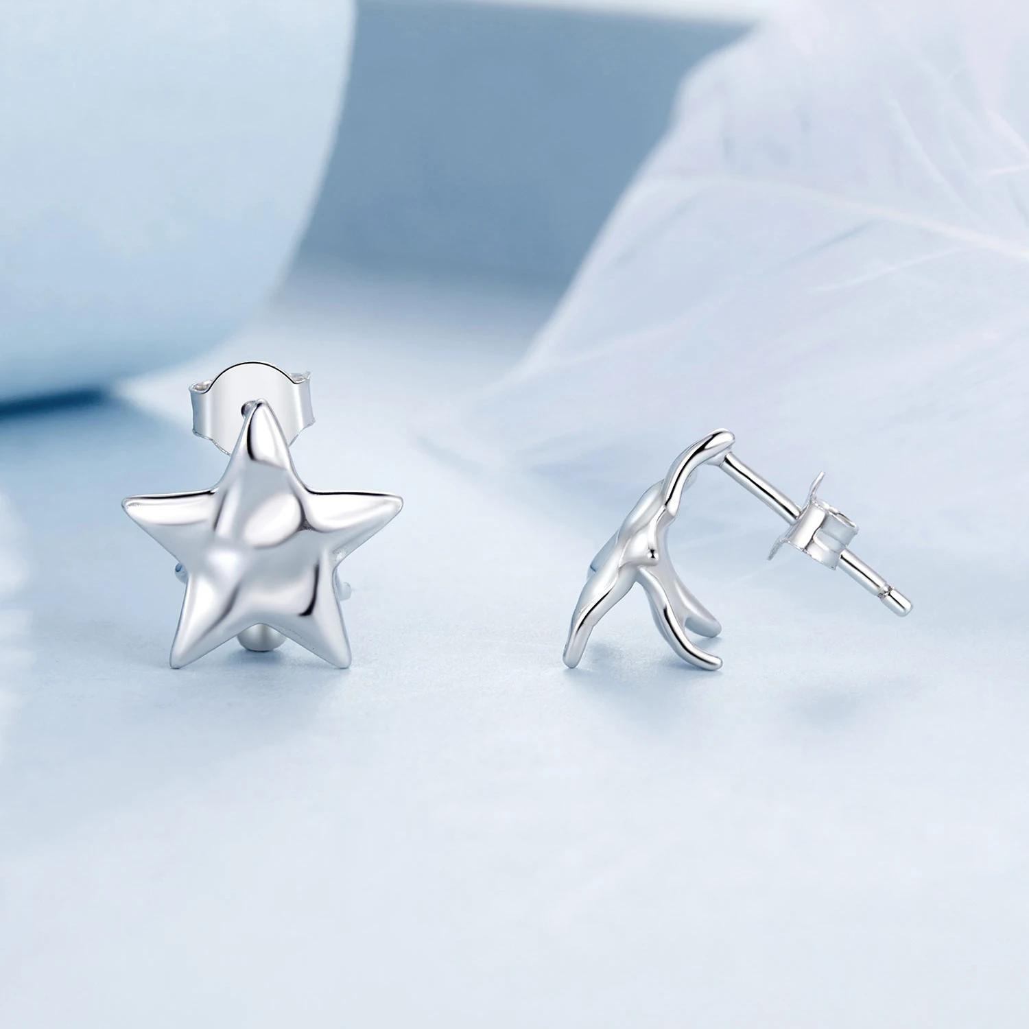 Foto 7 pulgar | Aretes Estrella De Plata .925 Con Chapa De Platino, Se Pueden Mojar