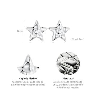 Foto 7 | Aretes Estrella De Plata .925 Con Chapa De Platino, Se Pueden Mojar