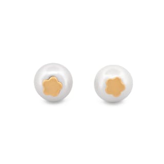 Foto 1 | Aretes Perla Natural Con Flor Oro Sólido 14k