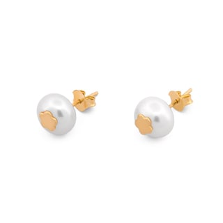 Foto 2 | Aretes Perla Natural Con Flor Oro Sólido 14k