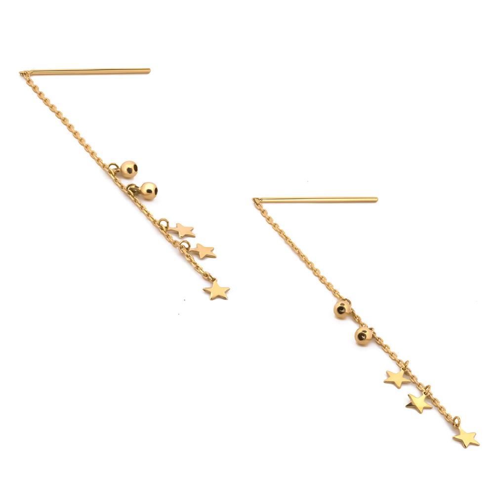 Aretes Violadores De Estrellas 6 Cm Oros Sólido 10k