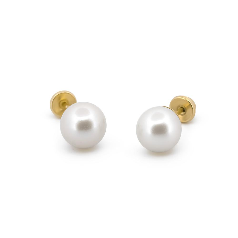 Foto 1 | Broquel Perla Natural Cultivada 0.6 Cm Oro Sólido 14k
