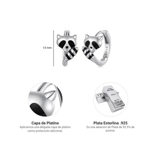 Foto 6 | Aretes Chulada, Mapache De Plata .925 Con Chapa De Platino