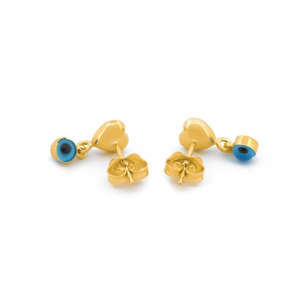 Foto 3 pulgar | Aretes Corazón Y Ojito 1.2 Cm Oro Sólido 14k