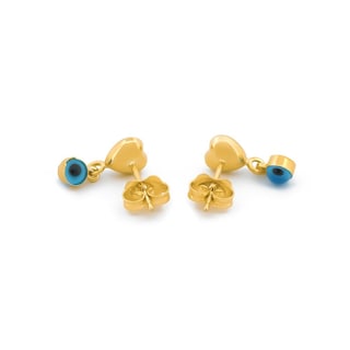 Foto 2 | Aretes Corazón Y Ojito 1.2 Cm Oro Sólido 14k