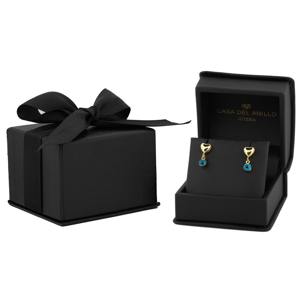 Foto 4 pulgar | Aretes Corazón Y Ojito 1.2 Cm Oro Sólido 14k