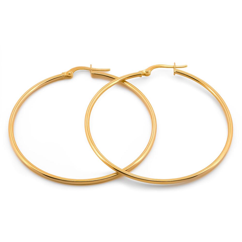 Arracadas Lisas 4.2 cm Oro Sólido 14k