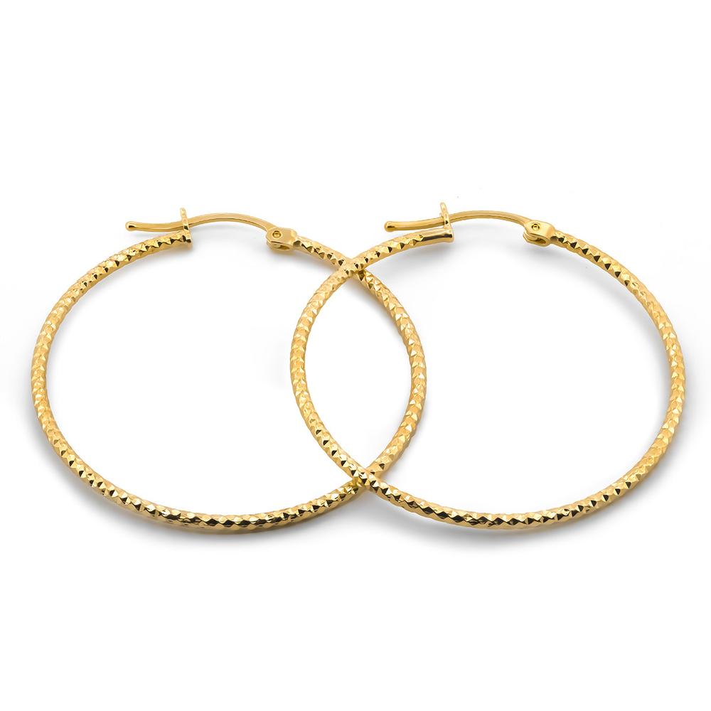 Arracadas Redondas Puntos Facetadas 3.8 cm Oro Sólido 10k