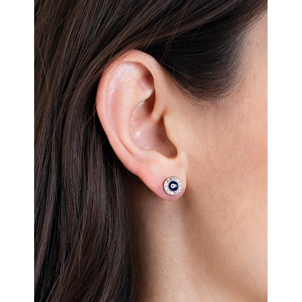 Foto 4 | Aretes Ojo Turco 0.7 Cm Oro Sólido 14k