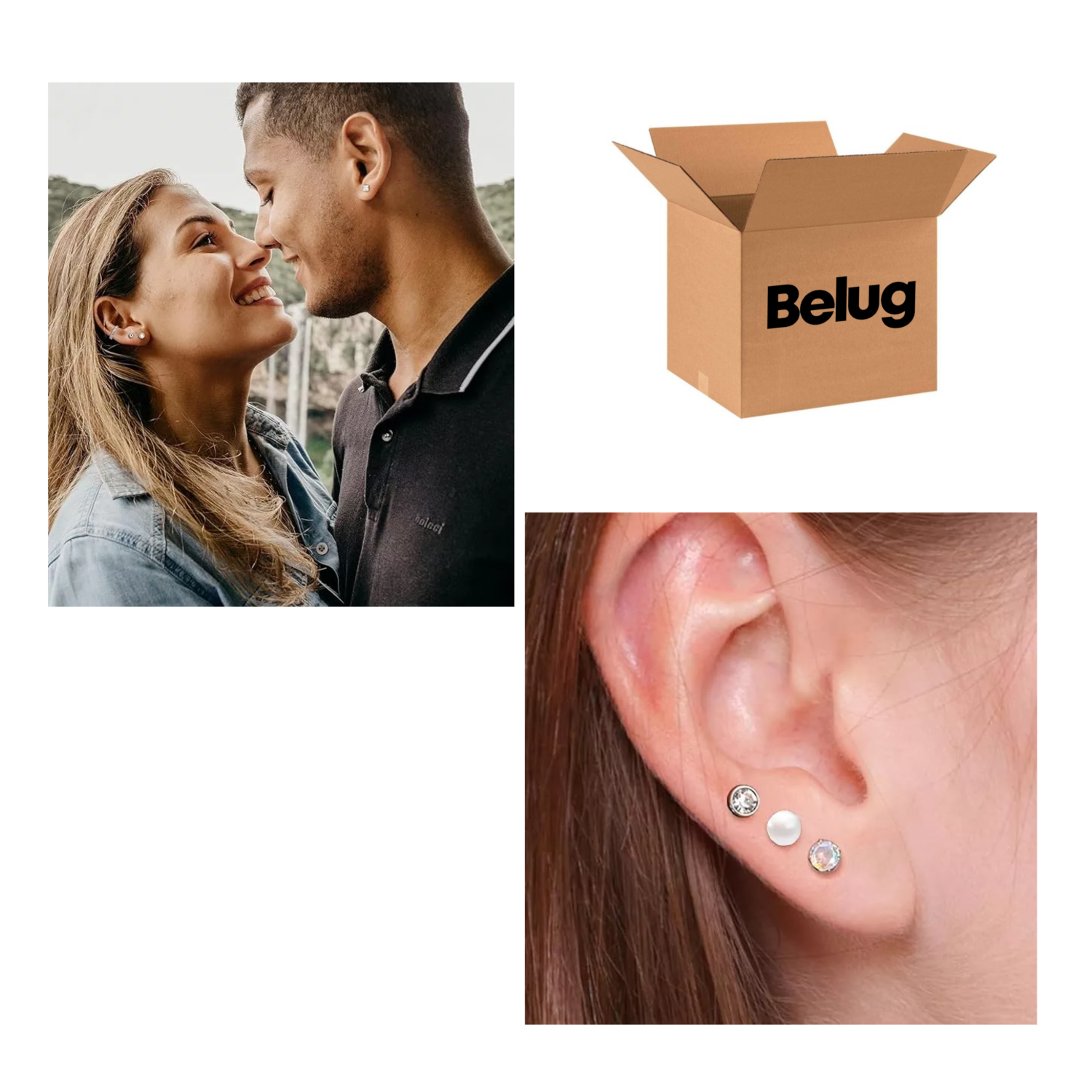 Foto 5 pulgar | Piercing Arete Para Oreja Cartílago Mujer Acero Inoxidable 12 Pares, Belug Plata