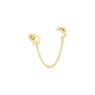 Foto 1 | Aretes Zekie 7023 Oro 10k Amarillo Estrela Y Luna