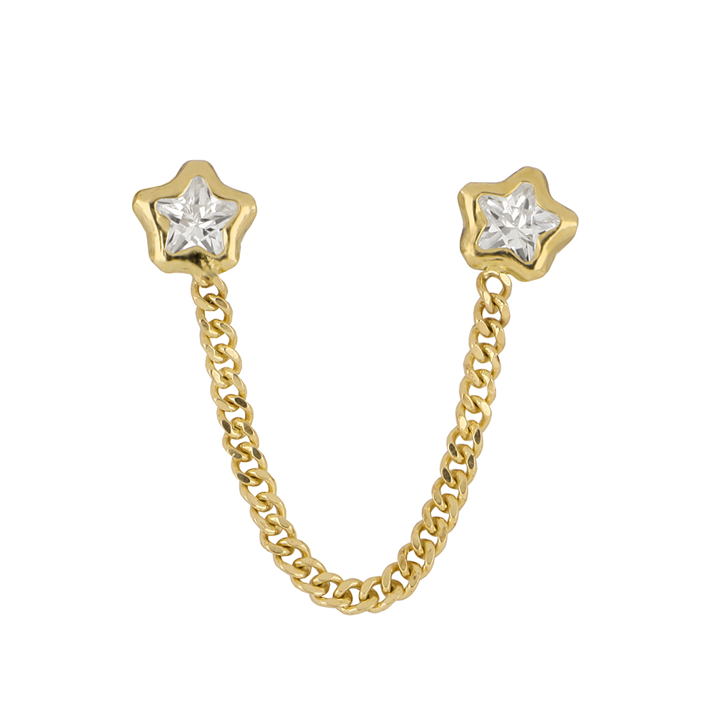 Foto 2 pulgar | Aretes Zekie 7035 Oro 10k Amarillo Doble Estrellas