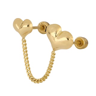 Foto 2 | Aretes Zekie 7034 Oro 10k Amarillo Doble Corazones