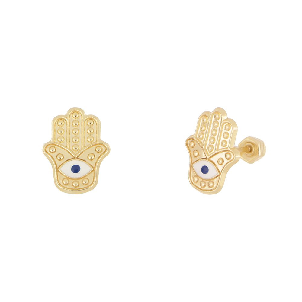 Broquel Zekie 7069 Oro 14k Amarillo Mano De Fátima