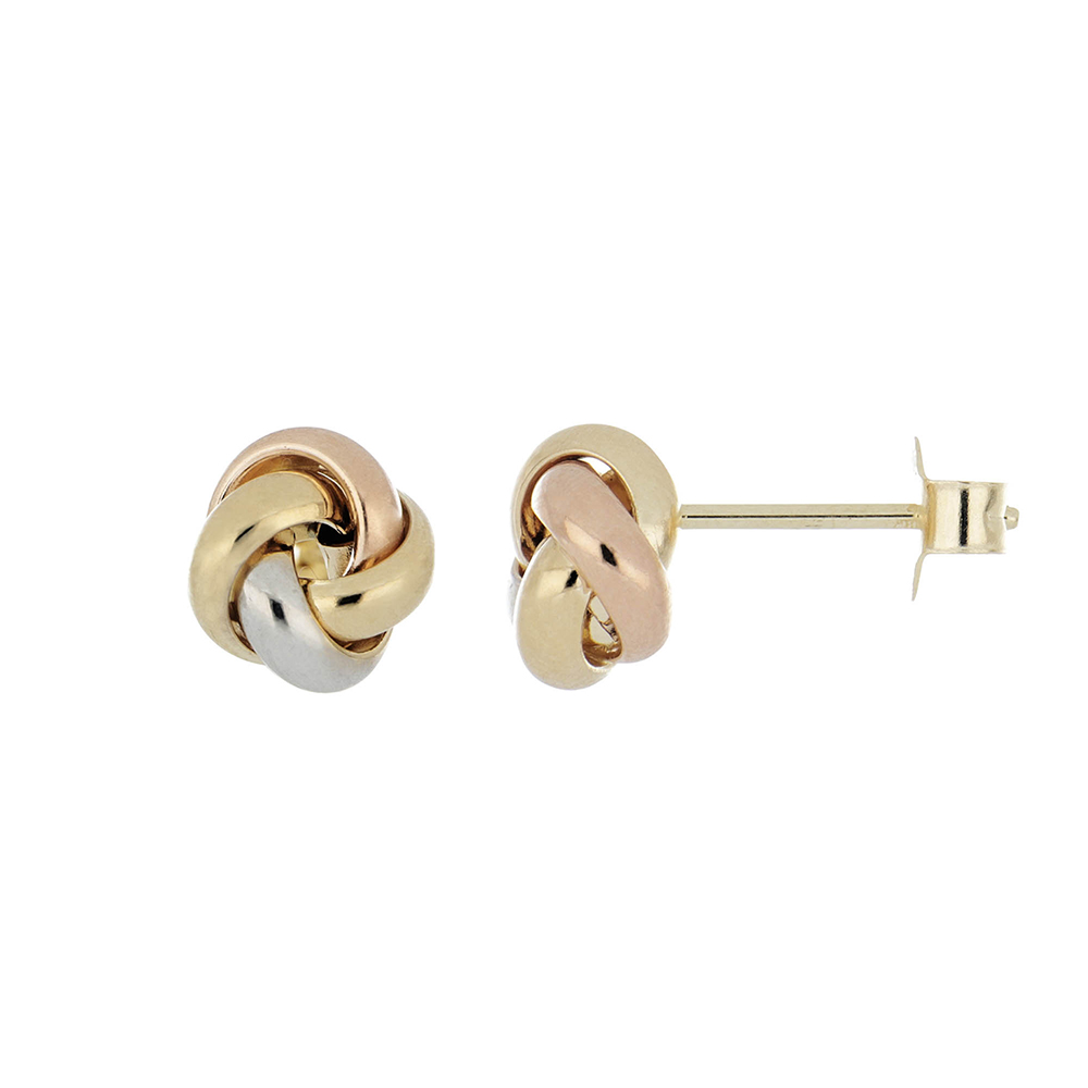 Foto 2 pulgar | Aretes Zekie 7031 Oro 14k Tres Colores Nudo